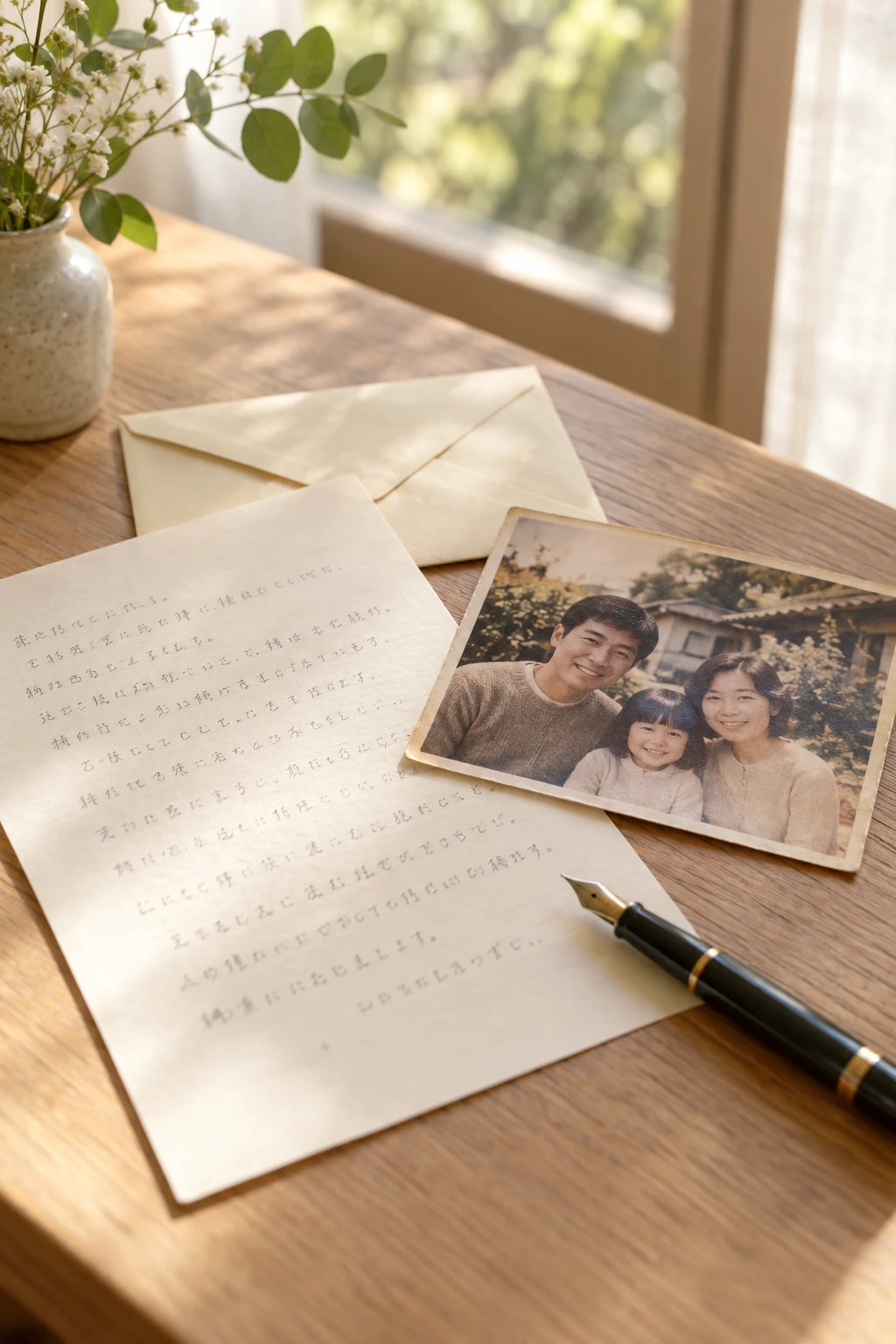 手紙と、思い出の家族写真