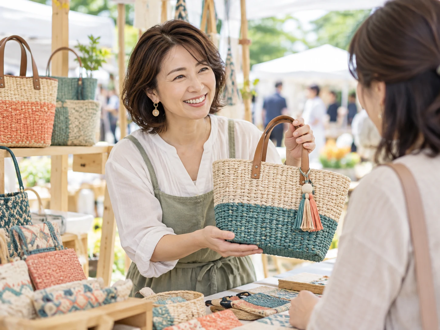 小さな販売会で商品を受け渡す手元