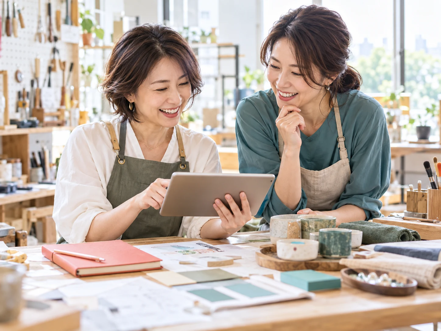 新しい制作スキルを楽しみながら学ぶ女性たち